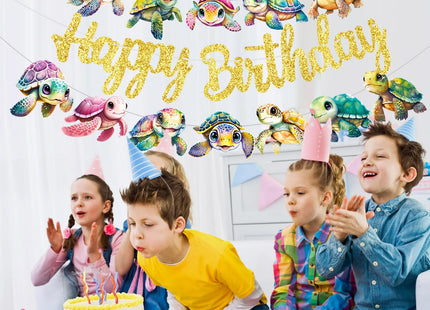 Sea Turtle Birthday Banners - Turtle Party Decorations for Ocean-Themed Celebrations