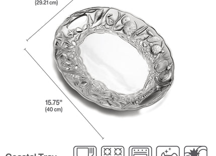 Wilton Armetale Coastal Handle Serving Tray, 16-Inch-by-11.75-Inch, Silver