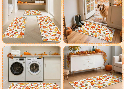 SHACOS Fall Kitchen Rug Sets of 3 Maple Leaves Acorn Nuts