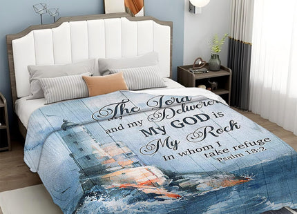 Tijuboni Ocean Nautical Lighthouse Throw Blanket Christian Religious Gifts for Women Men Girls Boys Kids Adults Soft Flannel Fleece Blanket for Couch Sofa Bed Home Decor 60"x80"