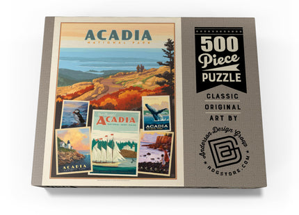 MyPuzzle Acadia National Park: Collage Print, Vintage Poster - Premium 500 Piece Jigsaw Puzzle for Adults