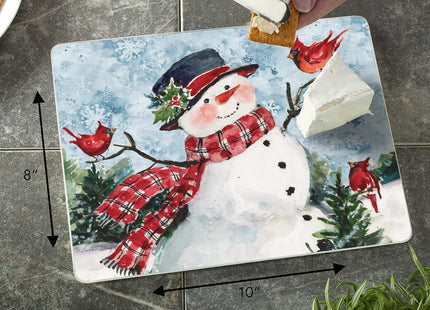 CounterArt Watercolor Snowman 3mm Tempered Glass Cutting Board 10" x 8"