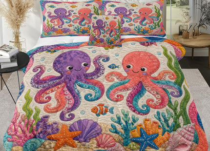 Sleepwish Octopus Ocean Comforter Set 4-Piece Twin Octopus Bedspread