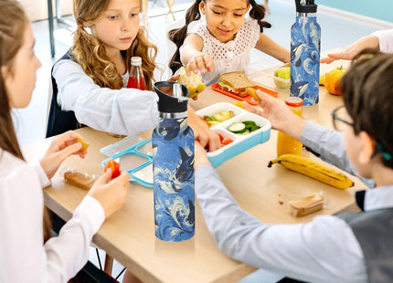 Orca Wave Blue Whale Water Bottles for Boys Kids Stainless Steel Thermos Bottle Cups with Straw Lid Leakproof Insulated Flask Jug 20 oz