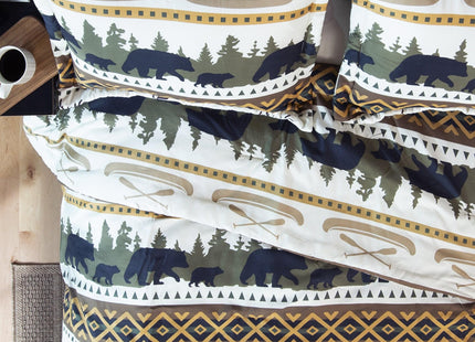 Carstens, Inc. Rustic Cabin Lodge Comforter Set Queen/Full - Outdoor Themed Striped Bedding Set, 3 Pieces Bed Set