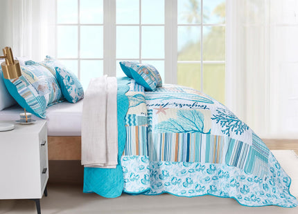 HZ & HY Oversized King Bedspreads, Coastal Coral