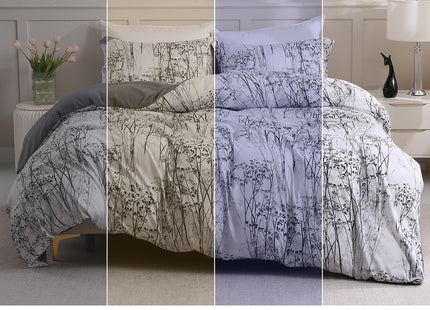 LONAVA Queen Botaincal 3 Pcs Duvet Cover Set, Breathable Soft Microfiber Deep Grey Lining Comforter Cover with Zipper Closure, and 2 Anti-Pilling, Fade Resistant Pillowcases, Winter Forest