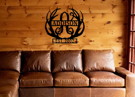 Personalized ACM Metal Sign Deer Antler Decorations Rustic Home Wall Decor
