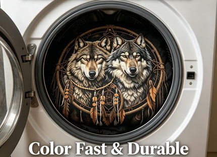 CCoutueChen Wolf Bedding Set Twin Size for Kids - Cabin Lodge Bedroom Set Black Brown Boho Dreamcatcher Comforter Set, Soft Microfiber Lightweight Comforter, 2 Pieces 1 Pillowcase
