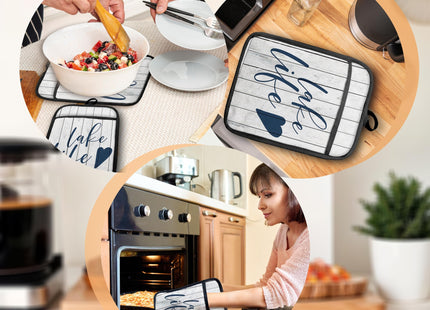 GOOZHO Lake Life Gifts Pot Holders with Pockets, Lake Life House Gifts for Women Oven Pot Holders Heat Resistant Oven Mitts Hot Pads for Kitchen Baking Cooking