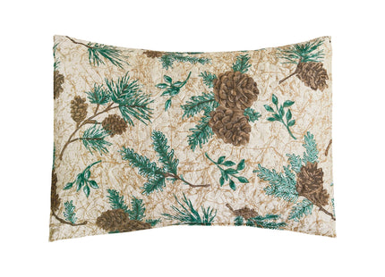 Rustic Pinecones & Needles Full/Queen Quilt Set Lodge Cabin Bedding w/ Sham