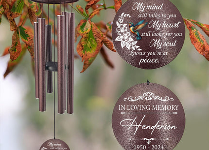 Personalized Wind Chimes Memorial Mother Father, Hummingbird Keepsake