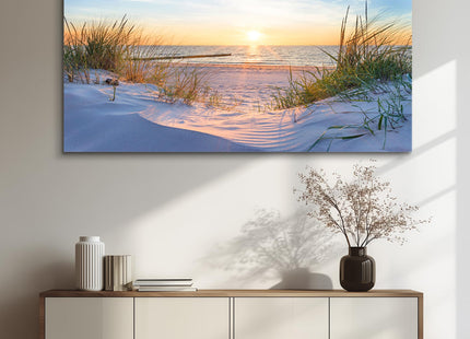 MHARTK66 Wall Decor for Living Room Large Canvas Wall Art for Bedroom Modern Office Pictures Blue Sun Beach Grass Ocean Landscape Paintings Canvas Art Prints Home Decorations