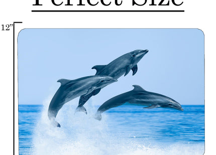Dolphin Jumping Coastal Shoreline Waves Sandy Beach Kitchen Glass Cutting Board Ocean Decorative Gift (Dolphin Jumping)