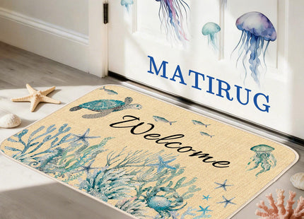 MATIRUG Coastal Beach Door Mat 16"x24" Coral Starfish Ocean Welcome mat