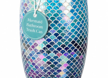 Escenzy Mermaid Bathroom Trash Can, Handmade Mosaic Glass 1.3 Gal / 5L | Decorative Waste Basket for Bathroom, Bedroom, Office | Luxury Mermaid Bathroom Decor | Coastal Home Decor Gift