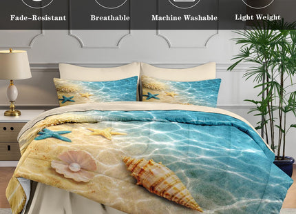 WeCozy Twin Comforter Set with Sheets, 5 Pieces Summer Beach Bedding