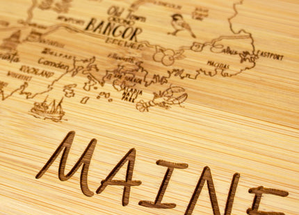 Totally Bamboo A Slice of Life Maine Engraved Map Cutting Board