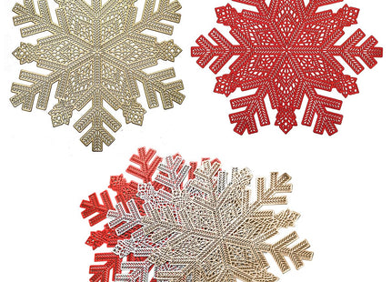 SIPLIV Christmas Placemats Set of 6, Heat Insulation Snowflake Placemats Table Mats Hollow Out Coasters Placemat for Dining Table Halloween Decoration - Snowflake Shape