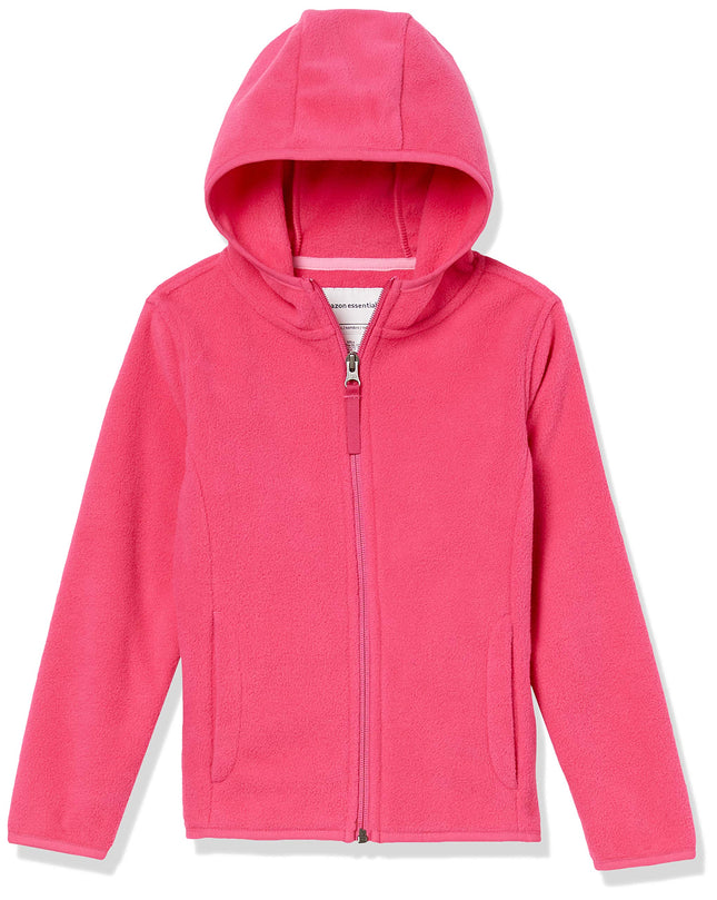 Amazon Essentials Girls' Polar Fleece Full-Zip Hooded Insulated Lightweight Jacket for Spring, Dark Pink, Small