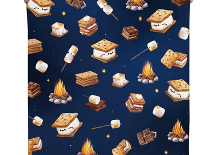 Smores Marshmallow Throw Blanket, 50 x 60 in Campfire Flannel Blanket