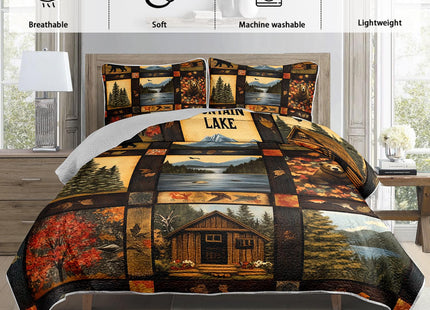 UEVBF Country Cabin Quilts King Size,Hunting Bedding with 2 Pillowcases.