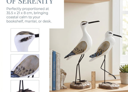 HEALLILY 2pcs Coastal Decor Wooden Seagull Figurine Bird Statue Nautical Coastal Ocean Home Decoration Light Brown Statue