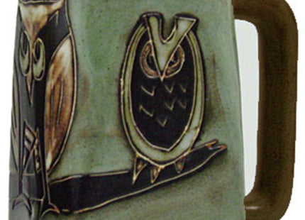 One (1) MARA STONEWARE COLLECTION - 12 Ounce Coffee Cup Collectible Square Bottom Mug - Owl Bird Design