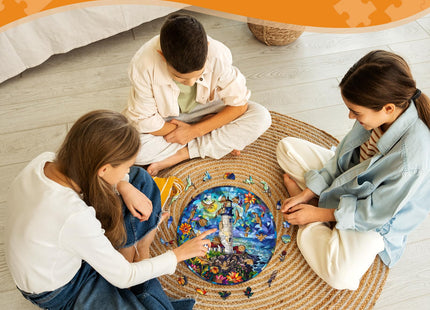 Wooden Puzzles for Adults, Stained Glass Lighthouse-2 Wood Puzzles Adult, Unique Animal Shaped Wooden Jigsaw Puzzle, Creative Gifts for Friends/Family/Puzzle Lovers, Home Decor(S-8.5 * 8.5in 100pcs)
