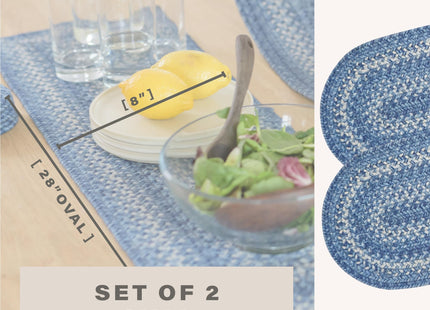 Homespice Denim Braided Table Runner for Coastal Decor, Oval 8x28 Set of 2
