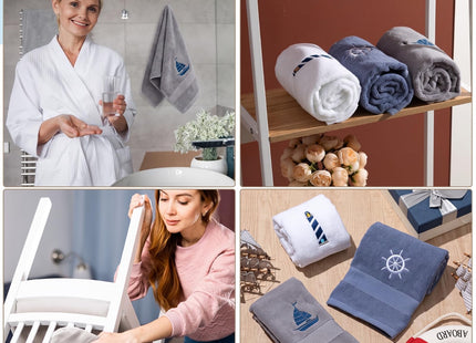 HunnmingRe 3 Pcs Nautical Hand Towels 13.3 x 28.4'' Coastal Bathroom Decor