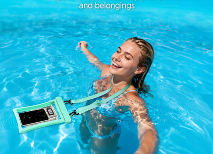 CACOE Floatable Waterproof Phone Pouch 2 Pack Up to 10.0", Black+Green