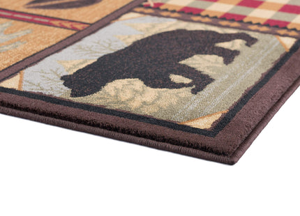 Tayse Homespun Cabin Multi-Color Long Hallway Runner Rug Walkway, Entryway Kitchen - Foyer Lodge, Novelty Farmhouse Style Long Rustic Indoor Carpet, 2'7'' x 9'10"