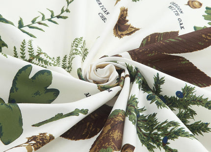 BESTRIPES Fabric Shower Curtain, Brown and Green Natural Botanical Leaf Pinecone Print Shower Curtains for Bathroom, 72" W x 72" H