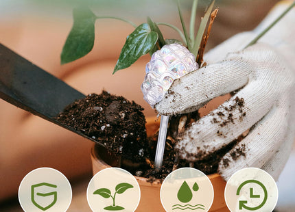 Welhammsae 4 PCS Plant Watering Globes for Indoor Plants, Pinecone Shape Self Watering Globes, Iridescent Glass Self Watering Planter Insert, Hands-Free Watering Devices for Vacation