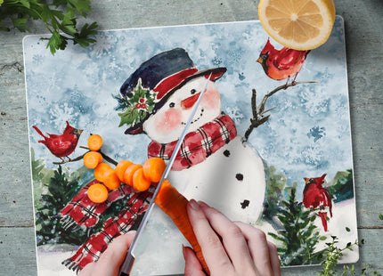 CounterArt Watercolor Snowman 3mm Tempered Glass Cutting Board 10" x 8"