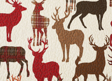 C&F Home Colton Tan Lodge Rustic Cabin Deer Cotton 3 Piece King Machine Washable Reversible Quilt Set King 3 Piece Set Tan
