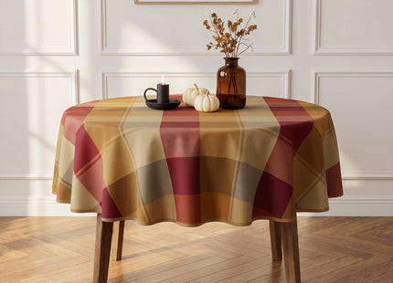 LOSIVISHE 60" Round Polyester Plaid Tablecloth for Thanksgiving