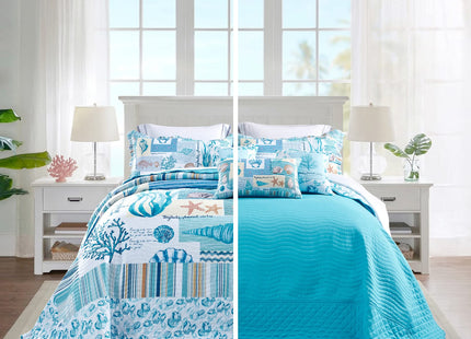 HZ & HY Oversized King Bedspreads, Coastal Coral