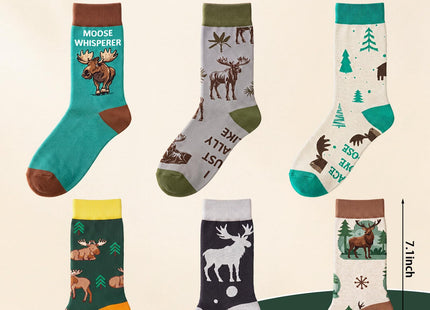 ShinyMatch 6 Pairs Novelty Animal Socks for Women Cute Gifts, Moose