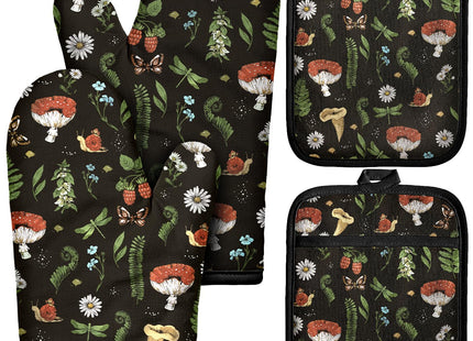 Miss Adola Cotton Oven Mitts and Pot Holders Sets, Forest Charm