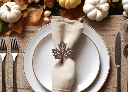 Roshtia 6 Pcs Wooden Fall Napkin Rings Thanksgiving, Maple Leaf