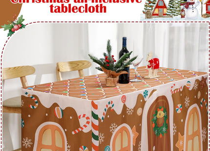 VitalCozy Christmas Tablecloth Fit,72" X 30",Gingerbread House