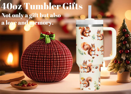 40 OZ Squirrel Tumbler with Handle.Squirrel Lover Cup Gift.40 OZ Unique Birthday Christmas Squirrel Tumblers Gifts for Women Men.