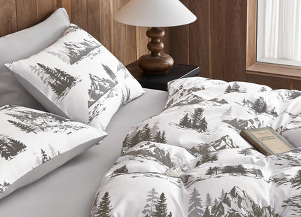 Wake In Cloud Rustic Comforter Set, Grey White, Queen