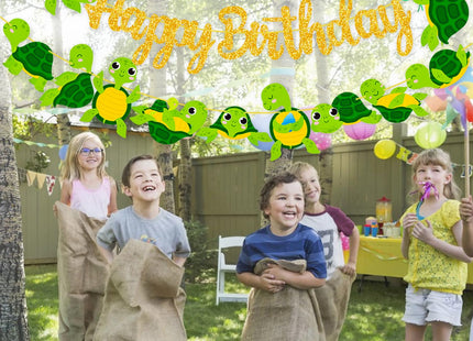 Sea Turtle Birthday Party Banner Baby Turtle Birthday Party Decorations 2Pcs Turtle Cutout Banners Ocean Sea Turtle Party Decoration for Under The Sea Baby Shower Supplies