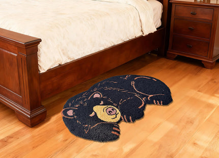 EZ.enjoy Shaped Black Bear Hand-Hooked Accent Rug 32x17 Inches