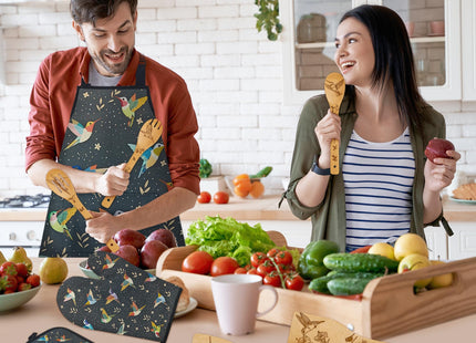 Hummingbird Gifts for Women,8pcs Hummingbird Bamboo Cooking Utensil Spoons with Apron Oven Mitt Potholder,Personalized Hummingbird Gift for Mom,Housewarming Kitchen Decor,Easter,Birthday,Mother's Day