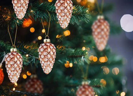 Sliner 36 Pcs Pine Cone Glass Ornaments, Sparkling Pinecone Xmas Decor