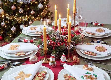 HunnmingRe 12 Pcs Gingerbread Christmas Cloth Napkins Set, 17x17 Inch